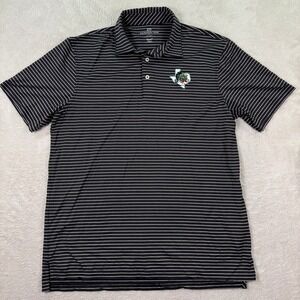 Southern Tide Brrr Mens Large Polo Shirt Striped Texas Dragon Short Sleeve Golf